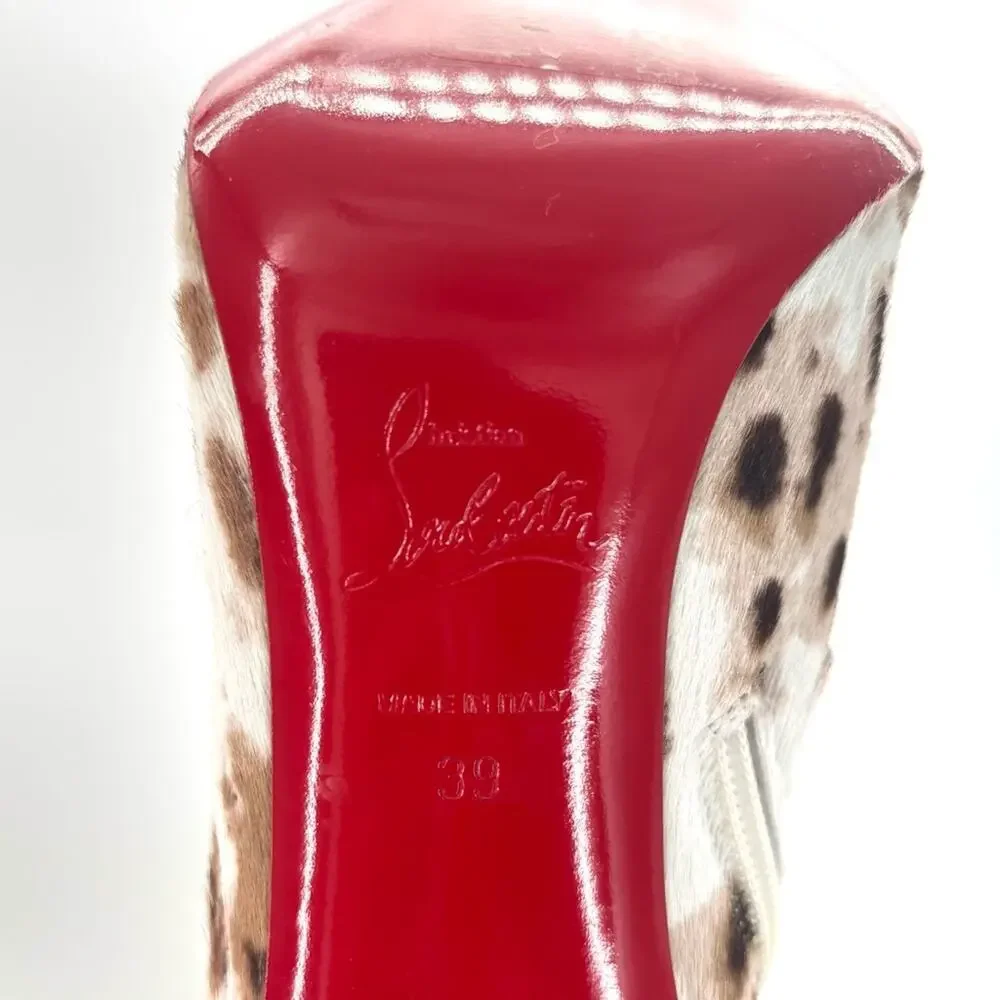 NEW Christian Louboutin SS2019 Metrolisse Animal Print OTK Pointed Toe Boots 39